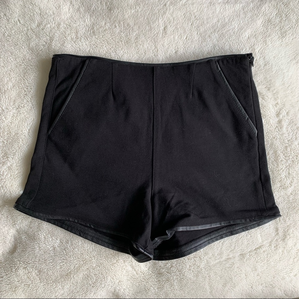 Material Girl Black shorts with leather detail szS